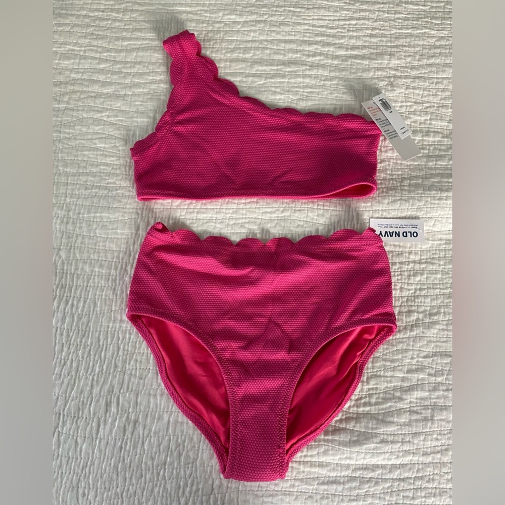 🆕 NWT Old Navy One-Shoulder Swim Set for Girls Size 8 - Picture 2 of 9